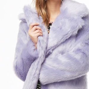 Faux fur coat purple